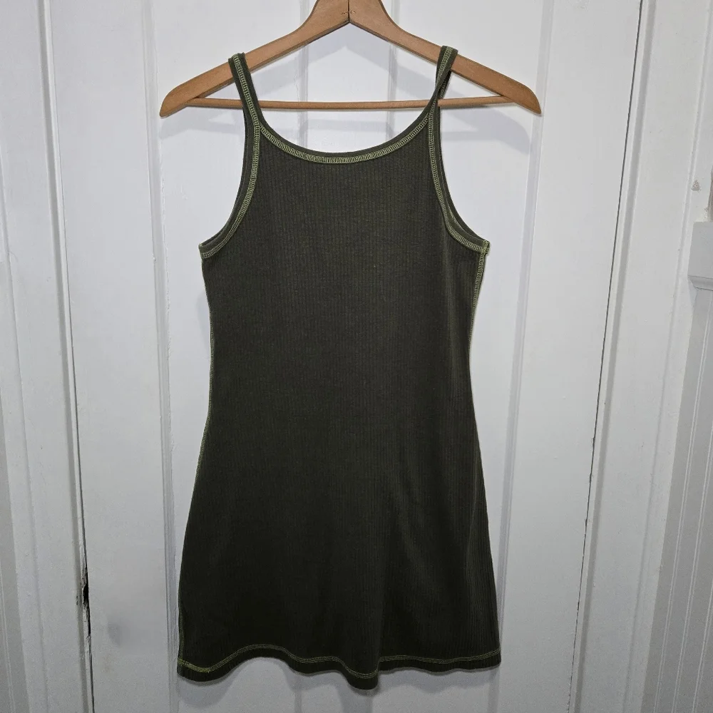 Guess Jeans USA Women's Y2K Vintage Ribbed Tank Dress Size‎ S Green Streetwear - Picture 7 of 13